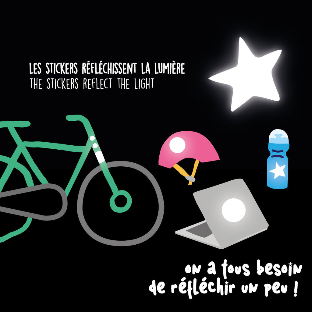 Reflecto Stickers Réfléchissants Stick-On Métallique Mat Argenté - Lot De 14 Pour Vêtements Poussette Cartable Casque - Sécurité Visibilité